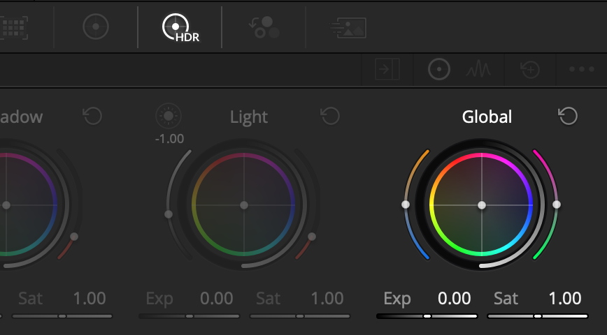 HDR Global color wheel and exposure controls