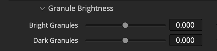 Filmbox Grain Granule Brightness controls for bright and dark granules