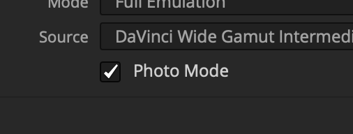 Photo Mode enabled in the Filmbox interface